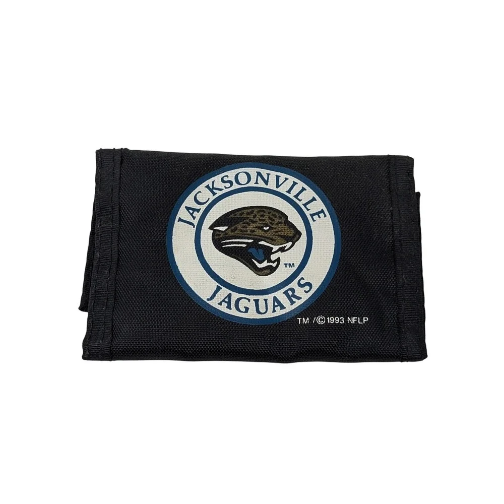 Vintage 1993 Jacksonville Jaguars Trifold Wallet Black Logo‎ Nylon Men's Black